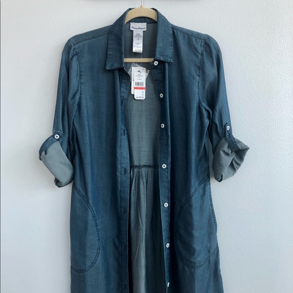 Tommy Bahama denim shirt dress w pockets XS - Picture 4 of 5